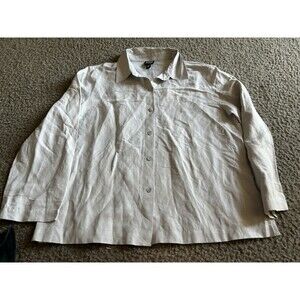 Eileen Fisher SMALL Women Button Up Long Sleeve Shirt Soft White